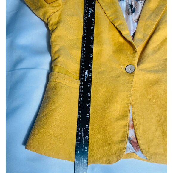 Jules & Leopold Mustard Yellow Blazer Fall Tailored Casual Small Petite Gathered - Picture 11 of 11
